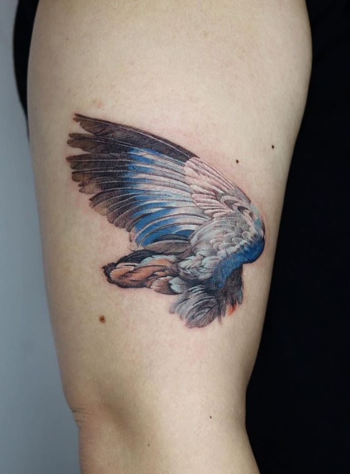 Blue Wing Tattoo