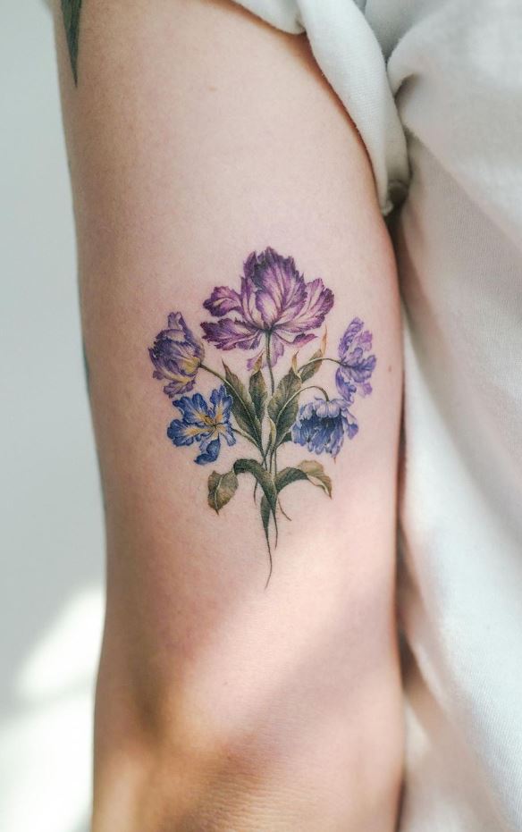 Purple Flowers Tattoo