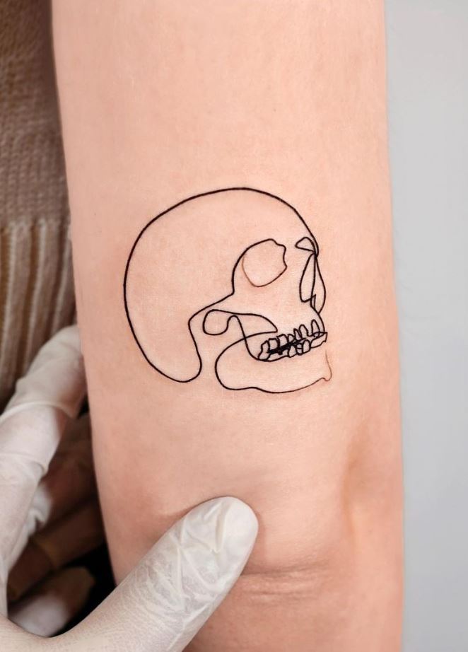 Single Line Skull Tattoo