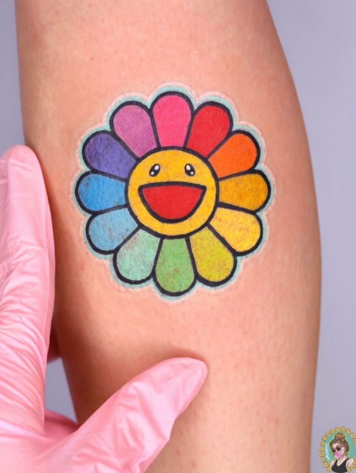 Rainbow Flower Tattoo