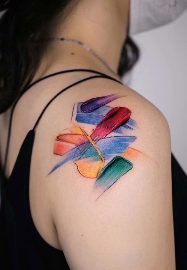 Colorful Paint Brush Tattoo