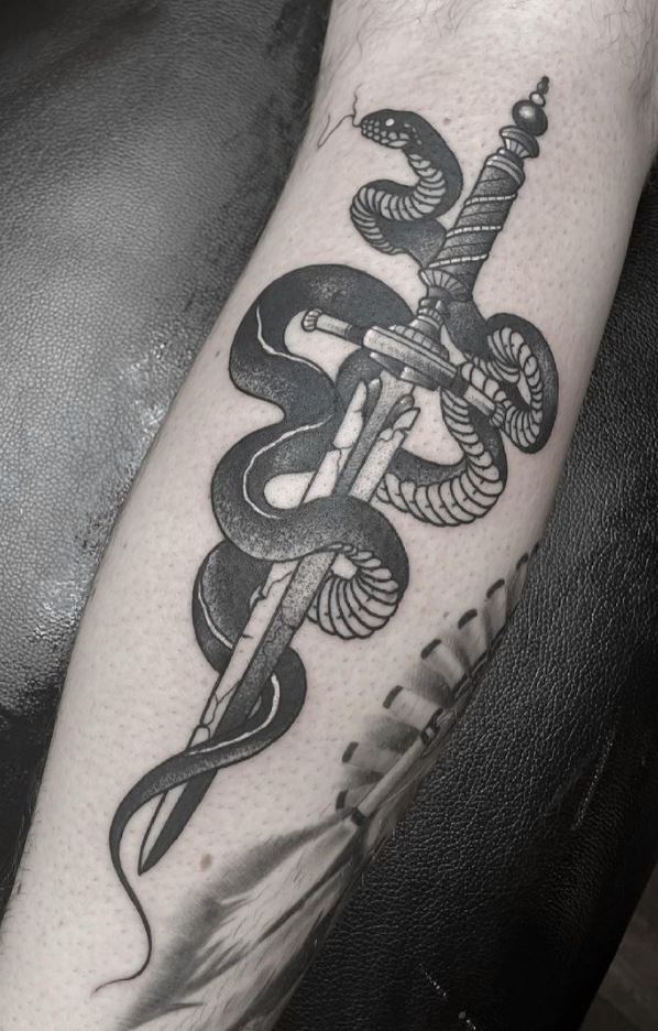 Snake And Dagger Tattoo