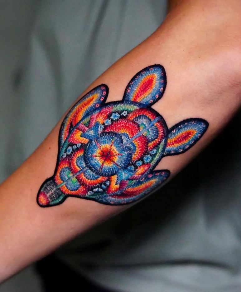 Huichol Embroidery Turtle Tattoo
