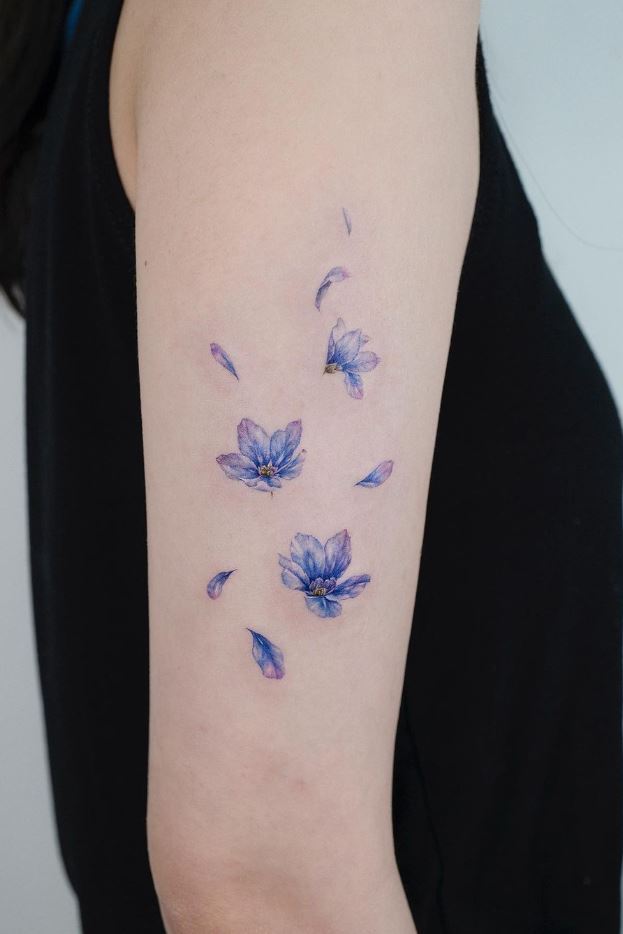 Small Blue Flowers Tattoo