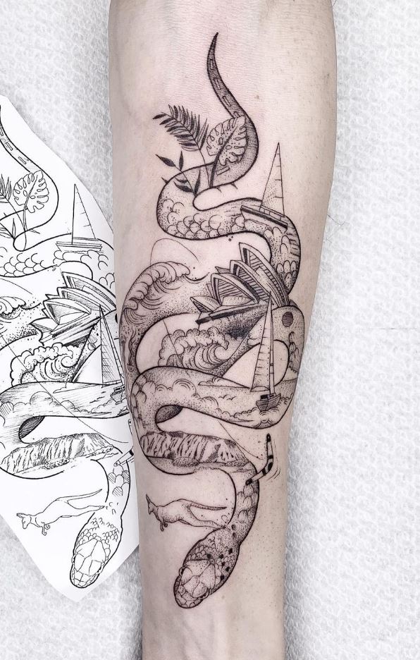 Australian Snake Tattoo