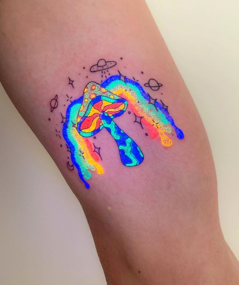 Glowing Mushroom Tattoo