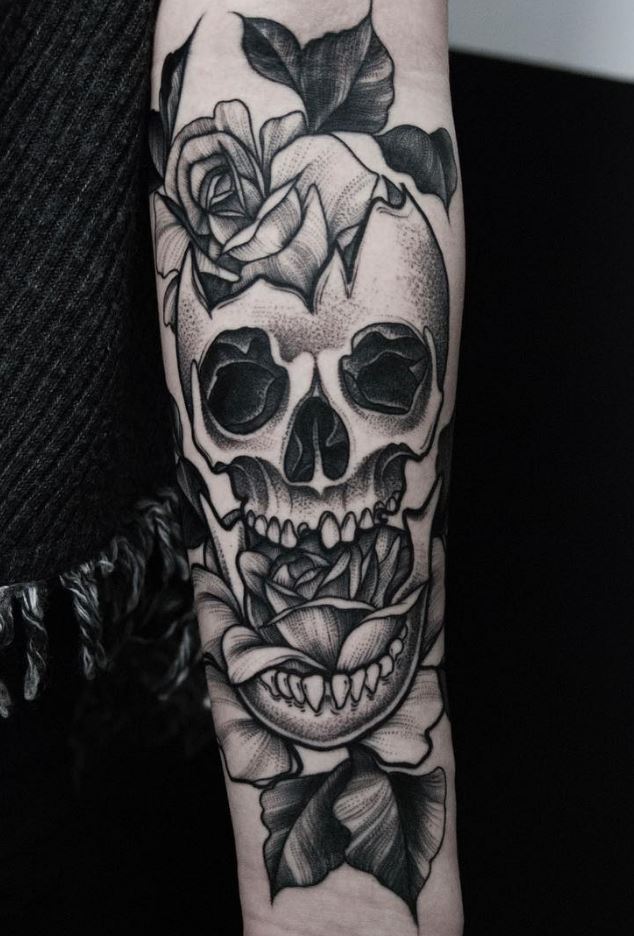 Black And Gray Skull Tattoo