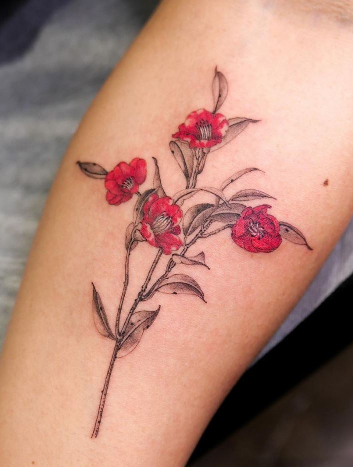 Camellia Flowers Tattoo