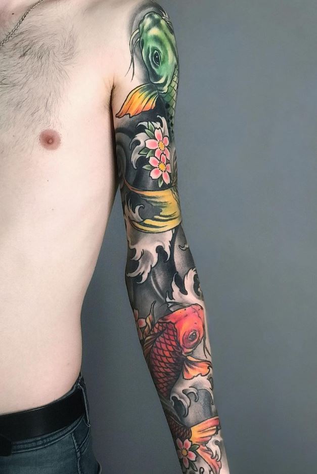 Koi Fish Sleeve Tattoo