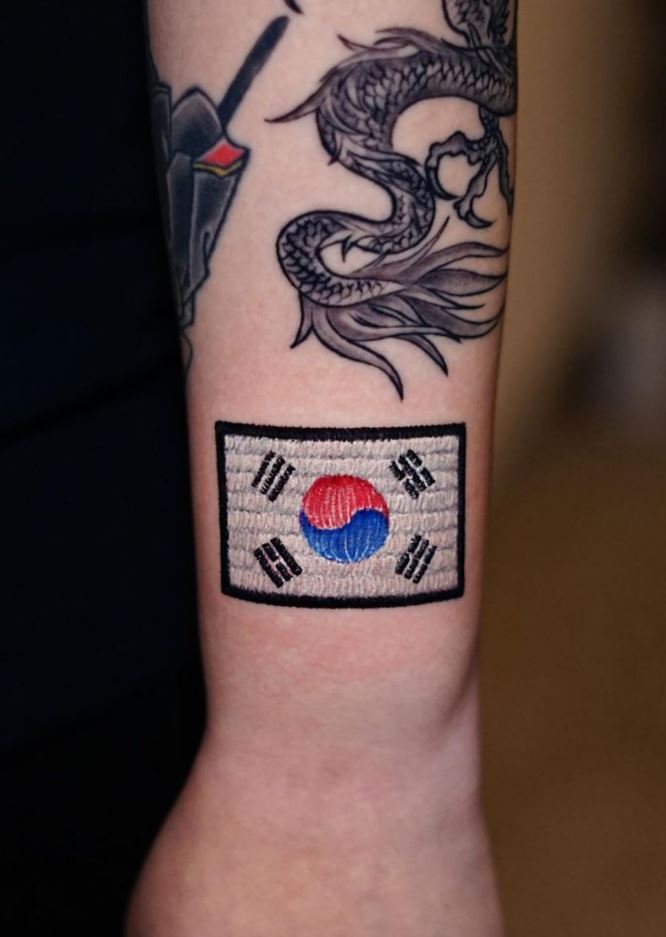 South Korea Flag Patch Tattoo