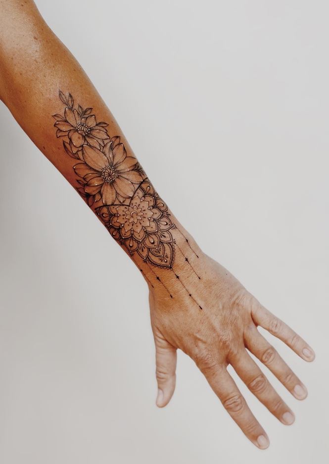 Floral Dotwork Tattoo