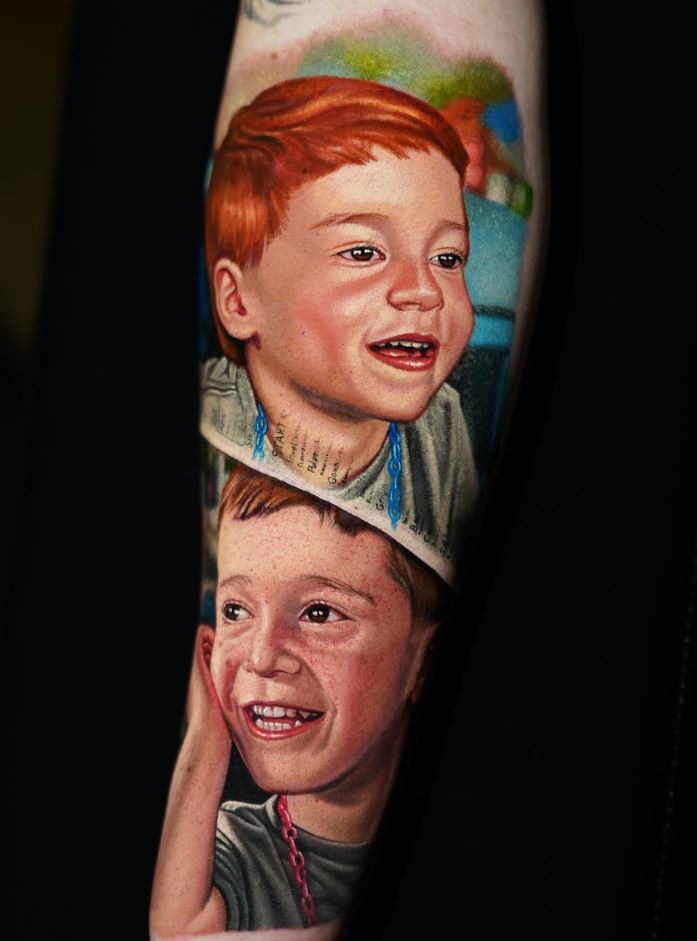 Awesome Children Portraits Tattoo