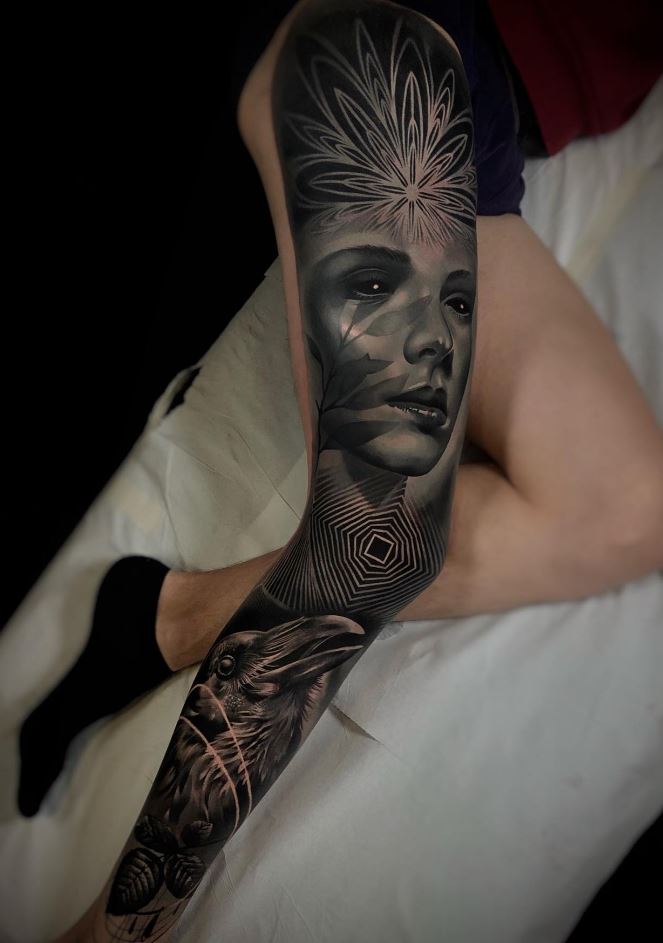Majestic Leg Sleeve Tattoo